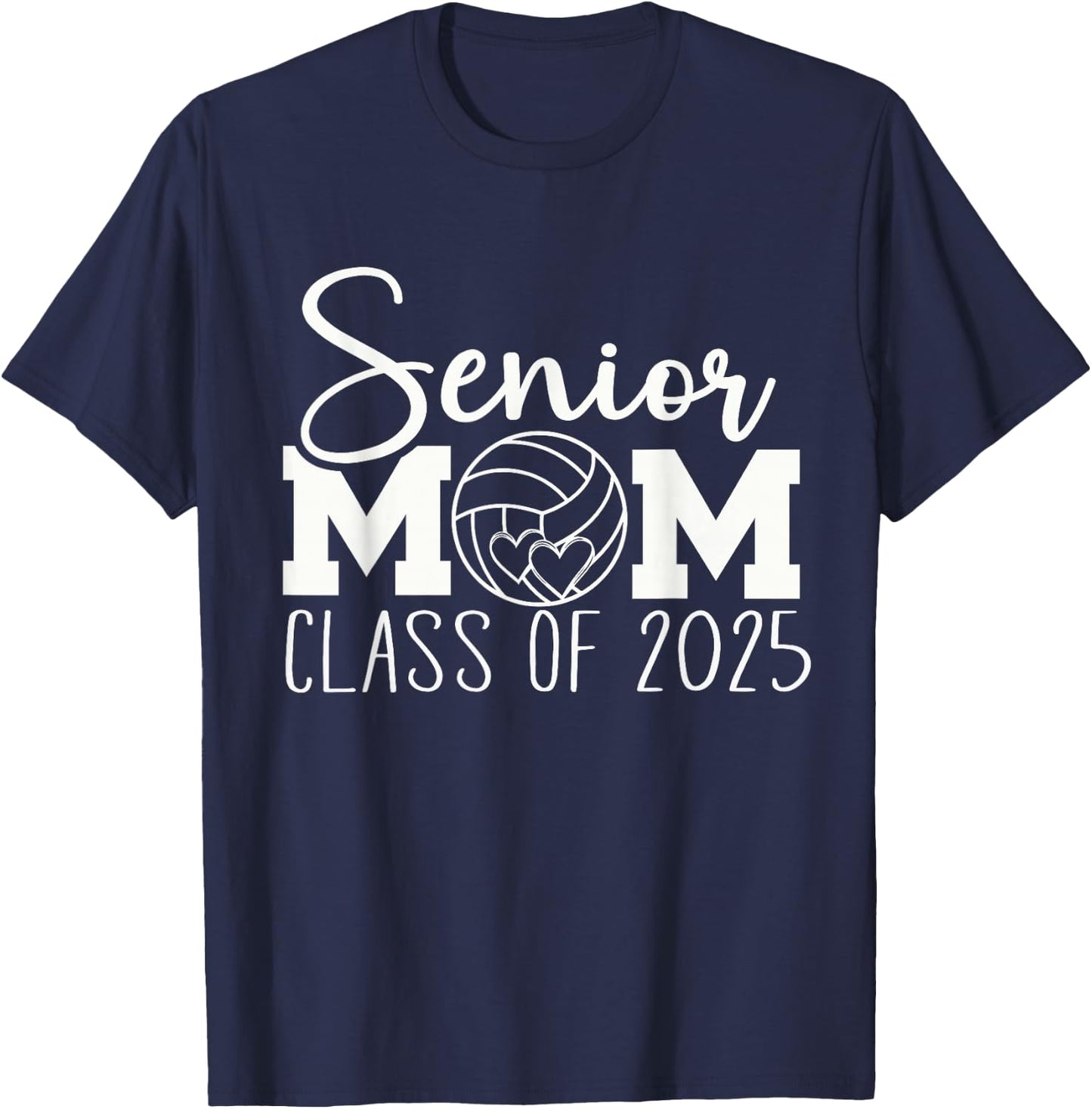 Senior mom volleyball 2025 class of 2025 sports seniors T-Shirt - T-Shirt | Navy