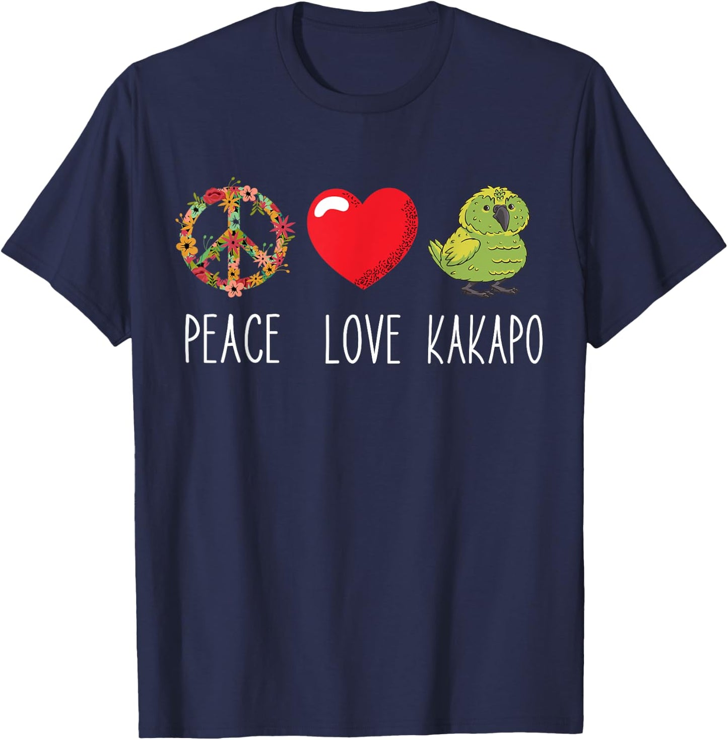 Kakapo Bird Kakapo Parrot Love Peace New Zealand Kakapo T-Shirt - T-Shirt | Navy