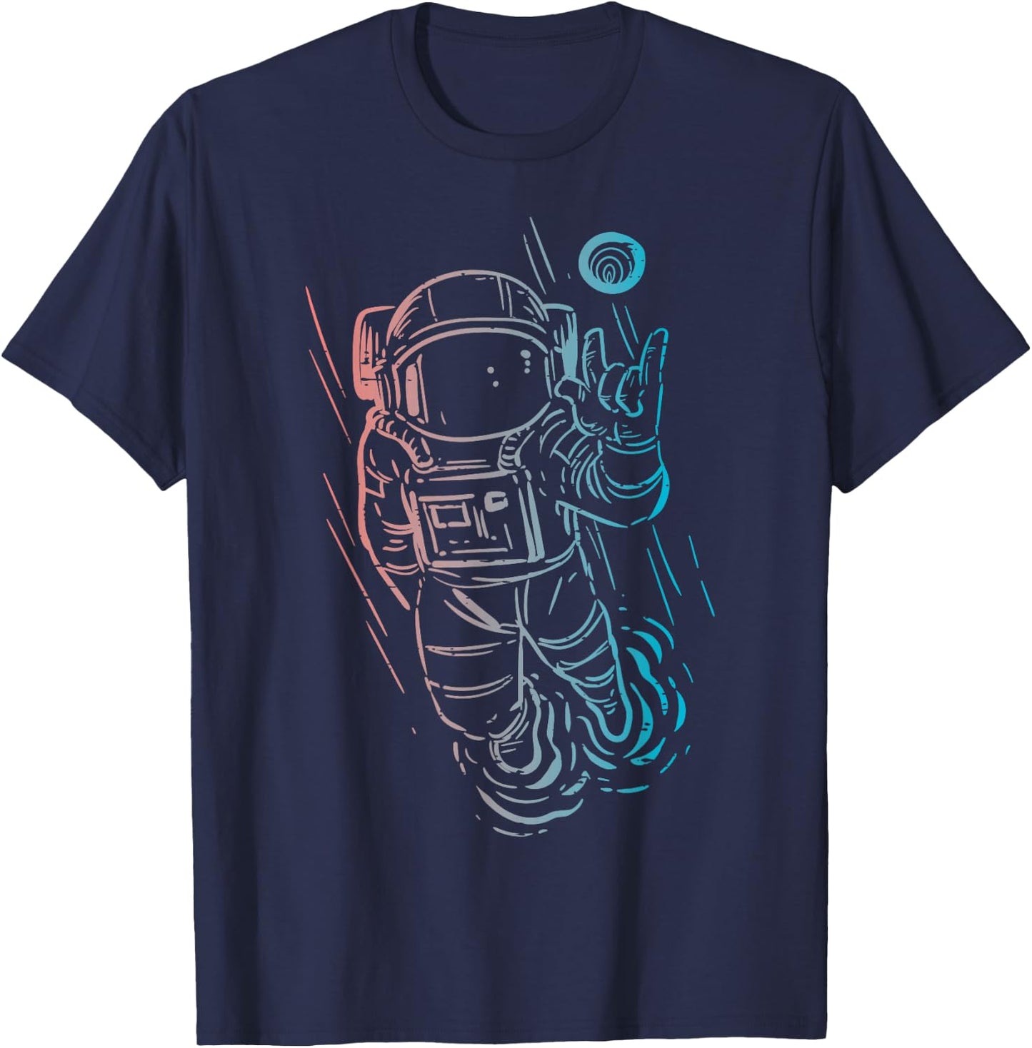 Astronaut Rocker Hand Cool Space Galaxy Rock Men Boys Kids T-Shirt - T-Shirt | Navy