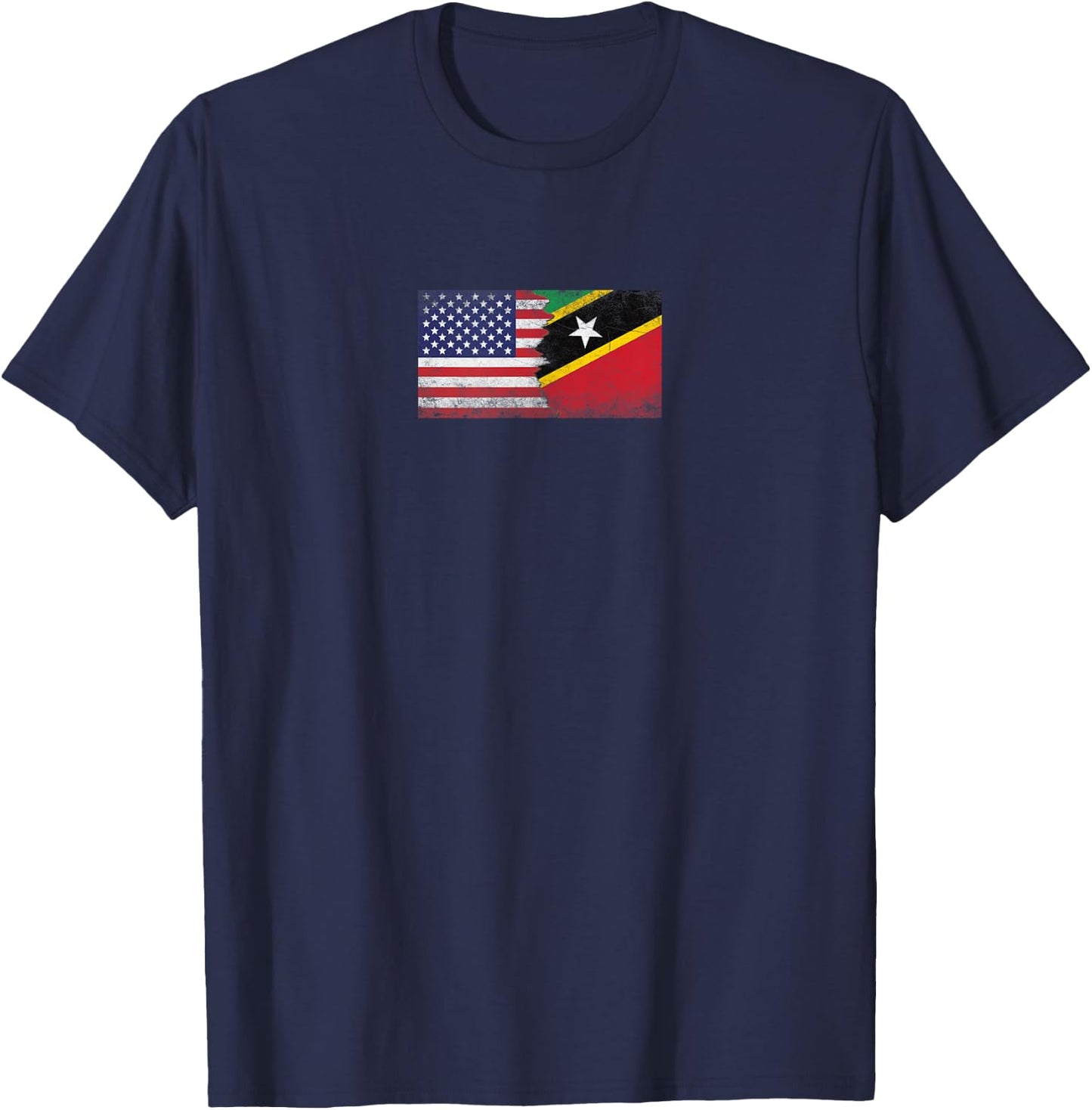 USA & St Kitts and Nevis Flags - American Kittian T-Shirt - T-Shirt | Navy