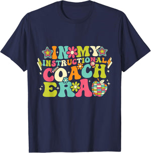 In My Instructional Coach Era Groovy Back To School T-Shirt - T-Shirt | Navy