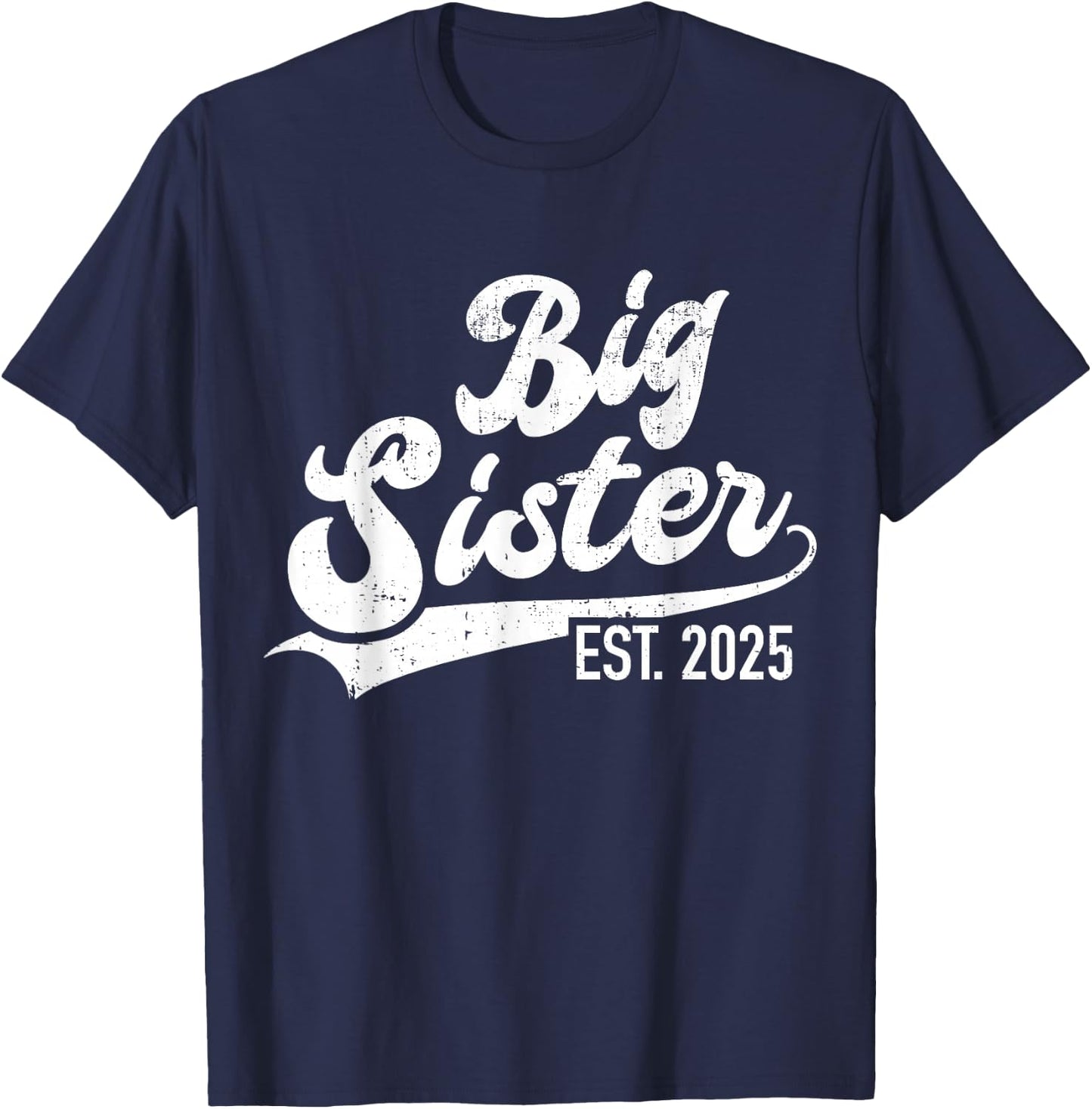 Big sister est. 2025 rainbow for baby announcement T-Shirt - T-Shirt | Navy