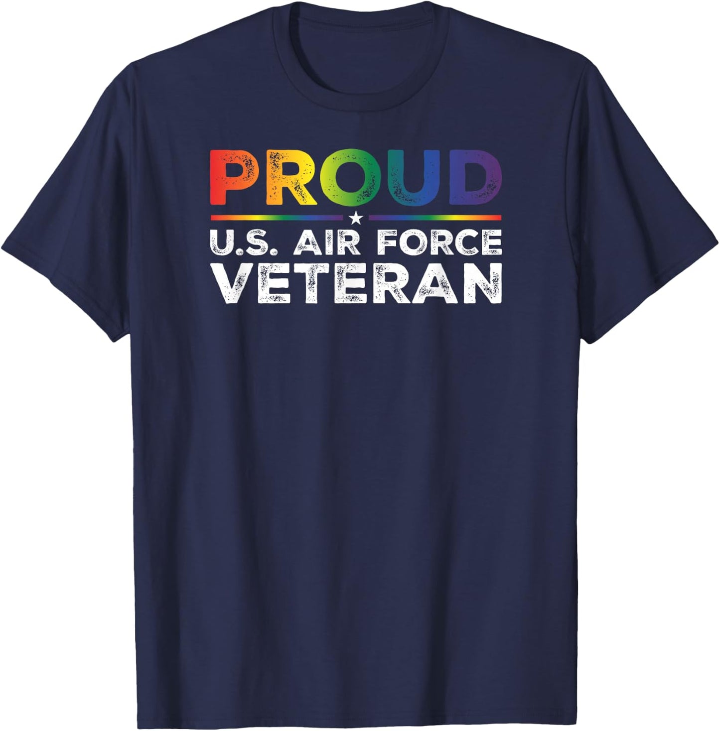 Proud U.S. Air Force Veteran Gay Proud Rainbow Flag T-Shirt - T-Shirt | Navy