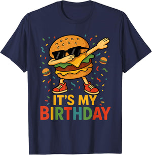 Its My Birthday Dabbing Burger Funny Family Matching Party T-Shirt - T-Shirt | Navy