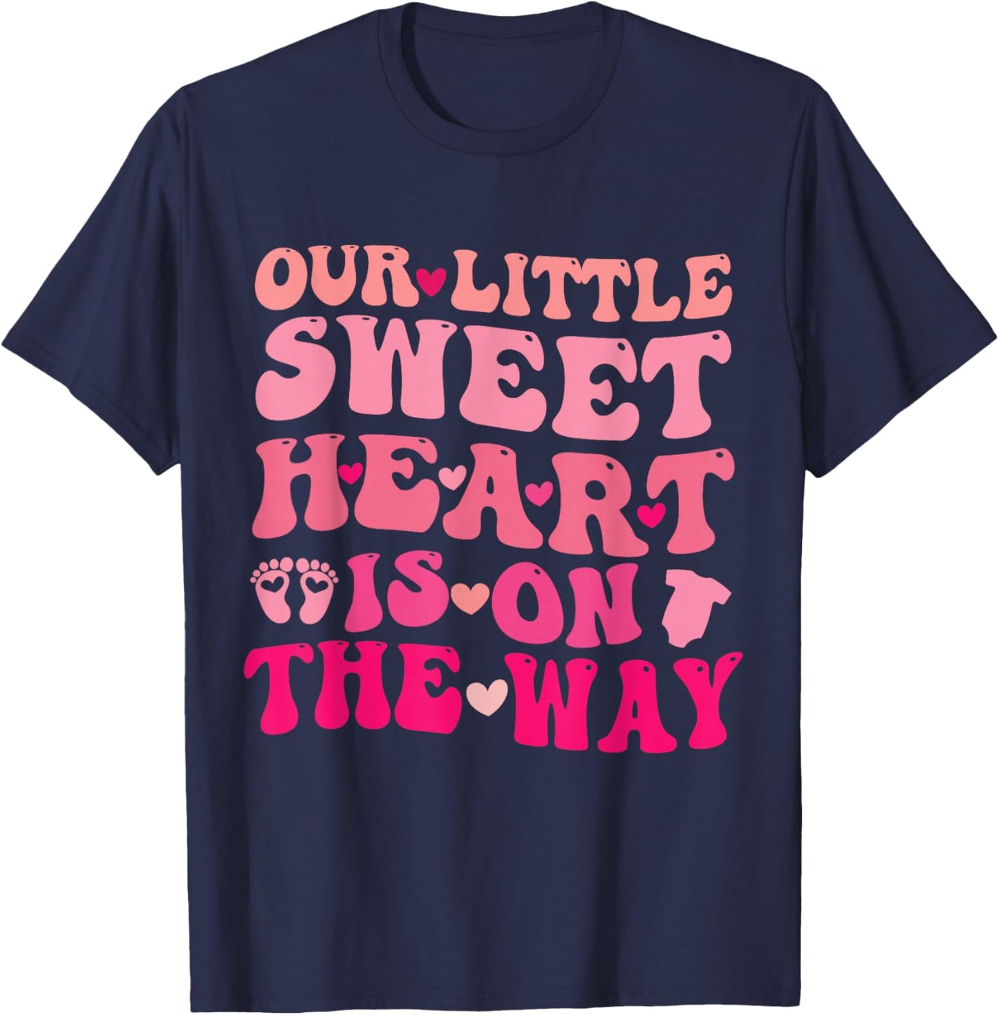 Our Little Sweetheart On The Way, Pregnancy Announcement T-Shirt - T-Shirt | Navy