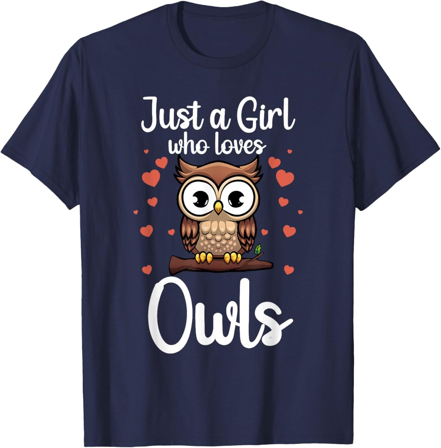 Funny Owl Design Girls Nocturnal Bird Owl Lovers T-Shirt - T-Shirt | Navy