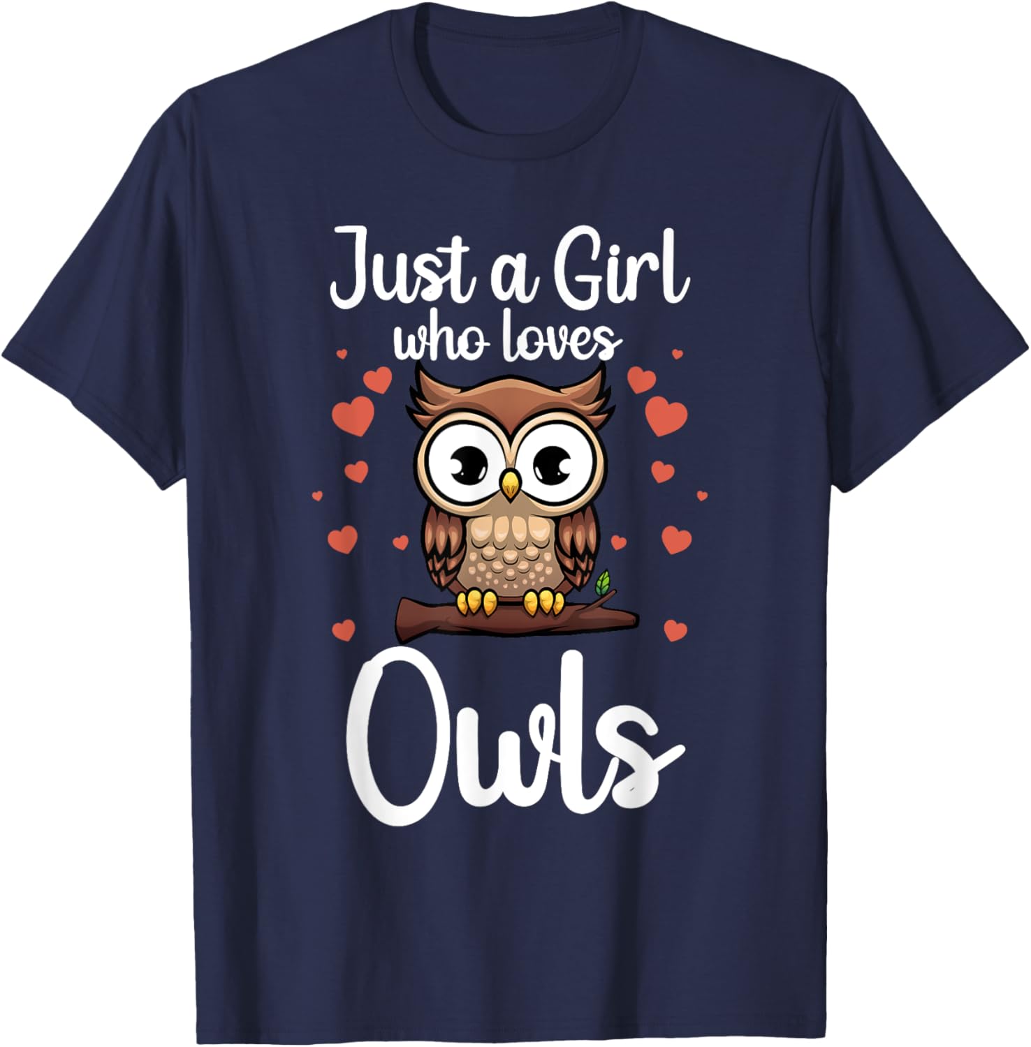 Funny Owl Design Girls Nocturnal Bird Owl Lovers T-Shirt - T-Shirt | Navy