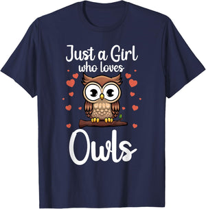 Funny Owl Design Girls Nocturnal Bird Owl Lovers T-Shirt - T-Shirt | Navy