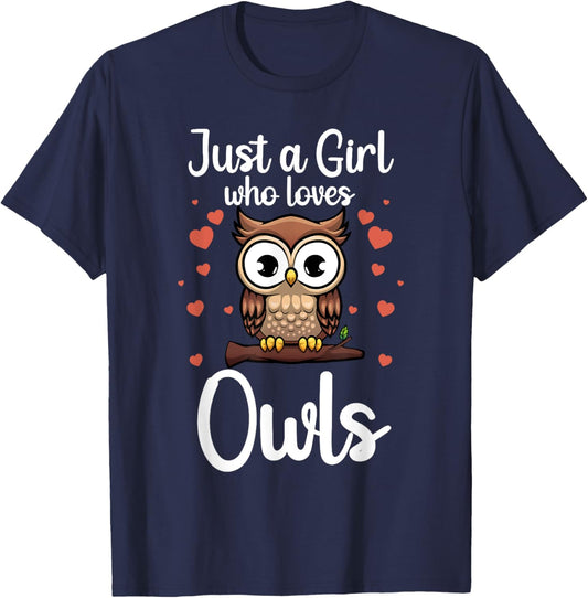 Funny Owl Design Girls Nocturnal Bird Owl Lovers T-Shirt - T-Shirt | Navy