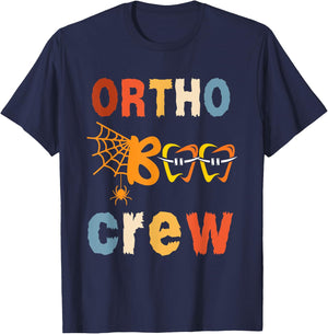 Orthodontist Halloween Orthodontic Boo Braces Teeth Crew T-Shirt - T-Shirt | Navy