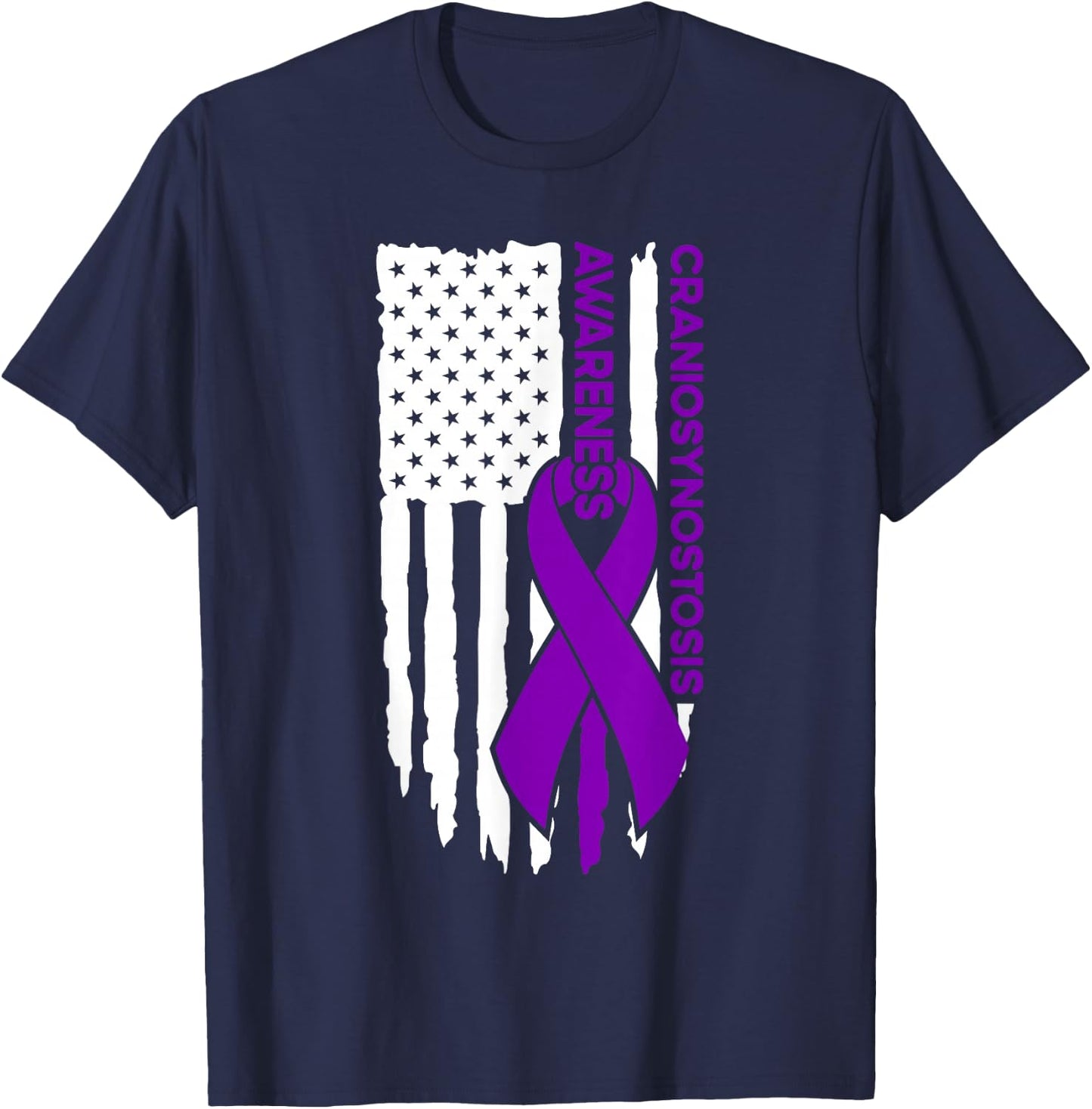 Craniosynostosis Awareness Flag Craniosynostosis T-Shirt - T-Shirt | Navy