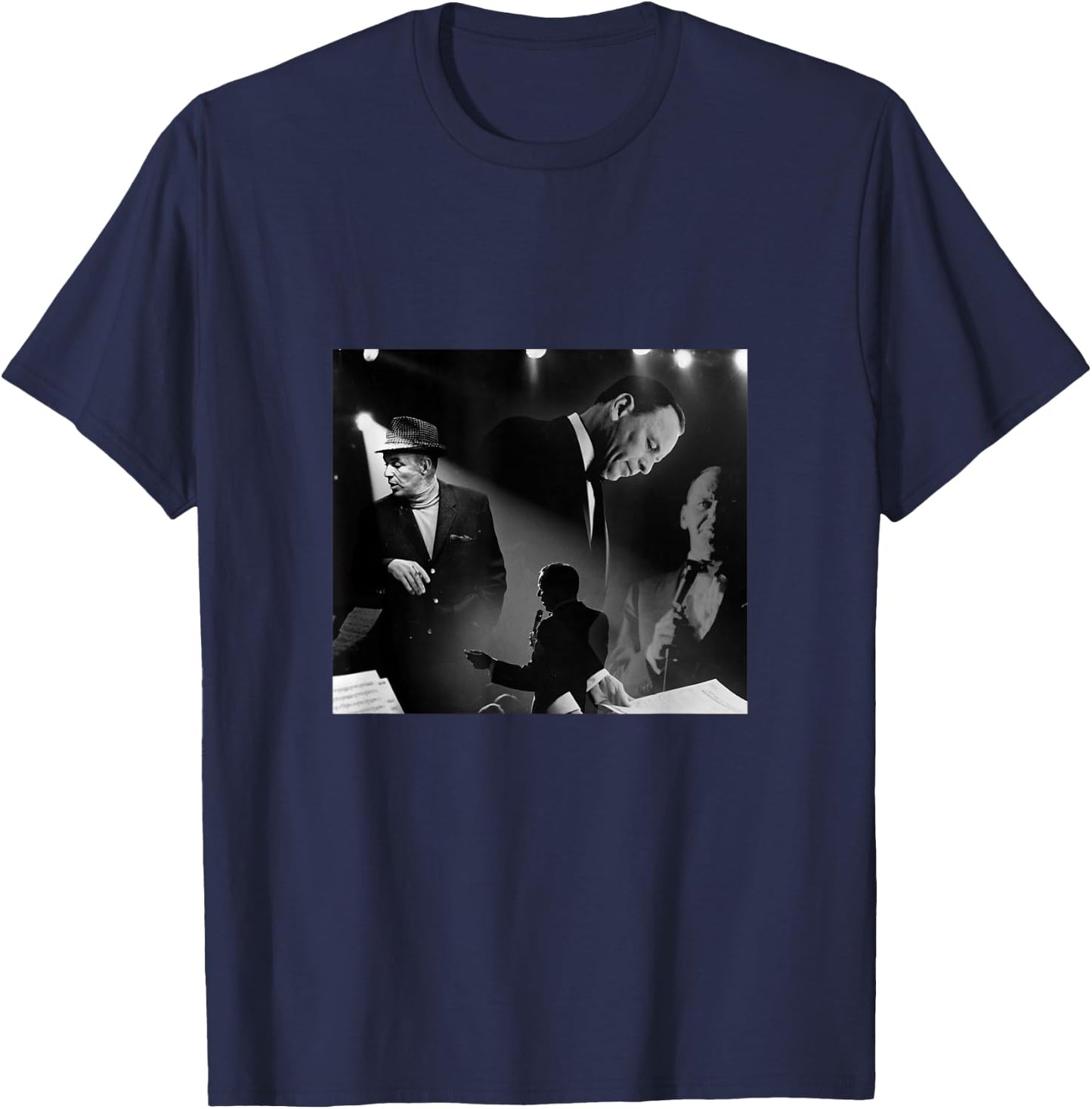 Great Moment Store Frank Sinatra Black -Adults Small Modern Casual T-Shirt - T-Shirt | Navy