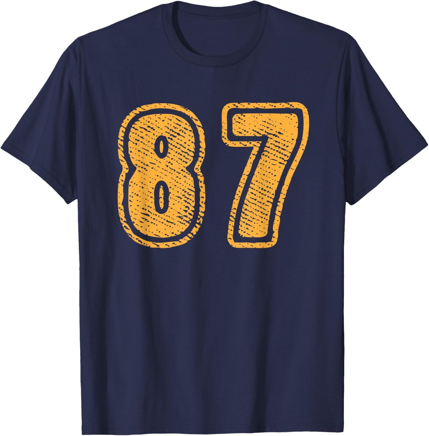 Number 87 On Front Big Bold 87 Team Group Player Matching T-Shirt - T-Shirt | Navy