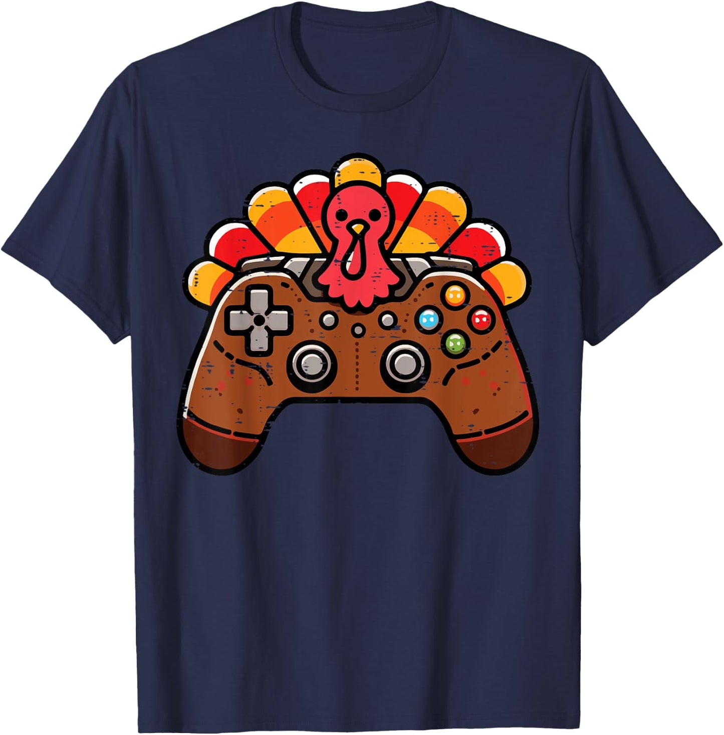 Thanksgiving Turkey Gaming Controller Gamer Boys Kids Men T-Shirt - T-Shirt | Navy