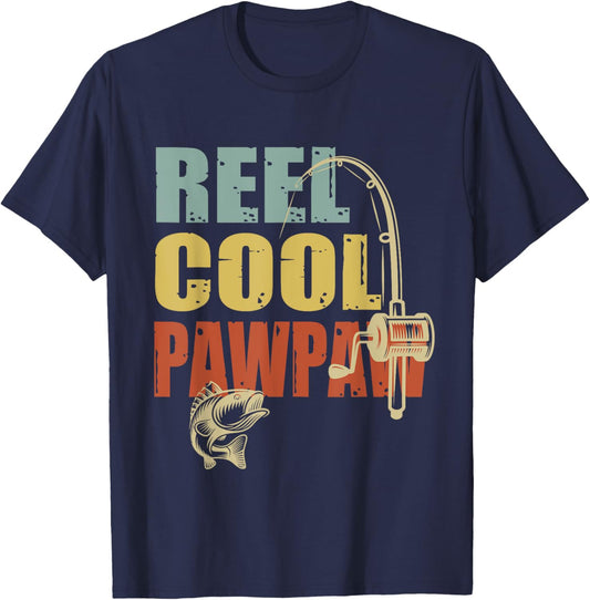 Reel Cool Pawpaw Funny Fisherman Vintage Fishing Design T-Shirt - T-Shirt | Navy