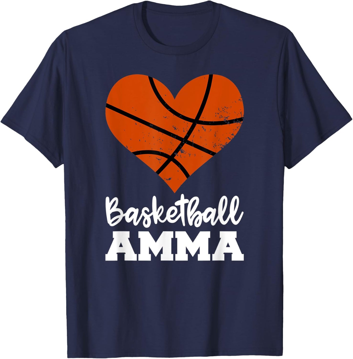 Basketball Amma Funny Basketball Heart Grandma Amma T-Shirt - T-Shirt | Navy