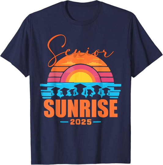 Vintage SENIOR SUNRISE 2025 Seniors of class graduation T-Shirt - T-Shirt | Navy