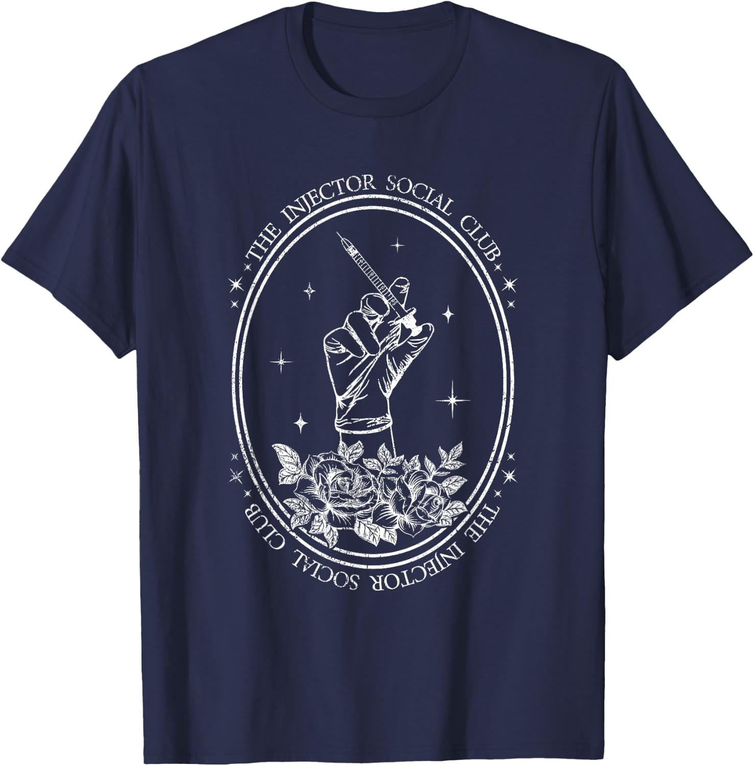 Vintage The Injector Social Club Aesthetic Nurse Injector T-Shirt - T-Shirt | Navy