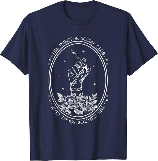 Vintage The Injector Social Club Aesthetic Nurse Injector T-Shirt - T-Shirt | Navy