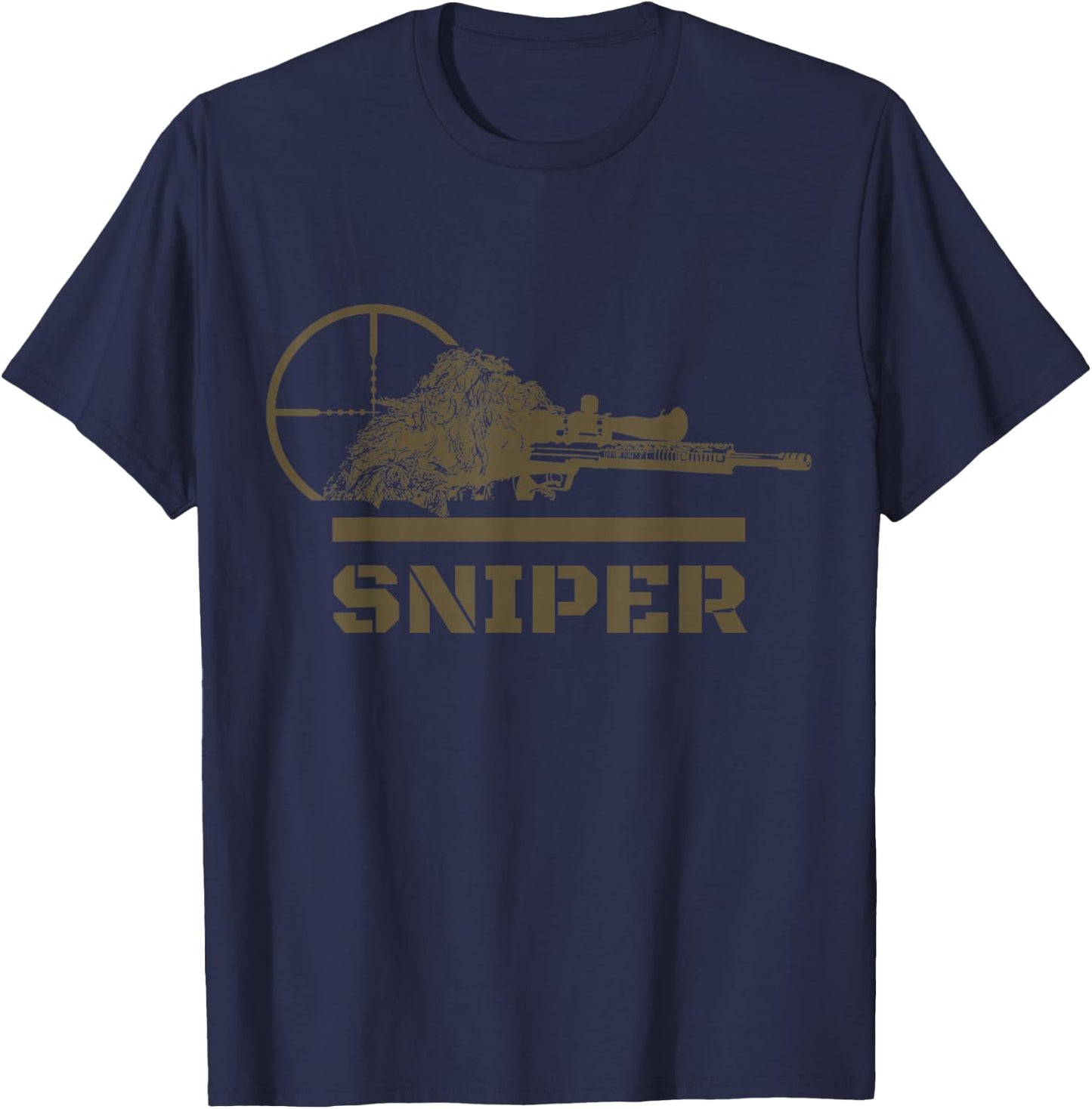 Sniper Ghillie Suit and Reticle Military T-Shirt - T-Shirt | Navy
