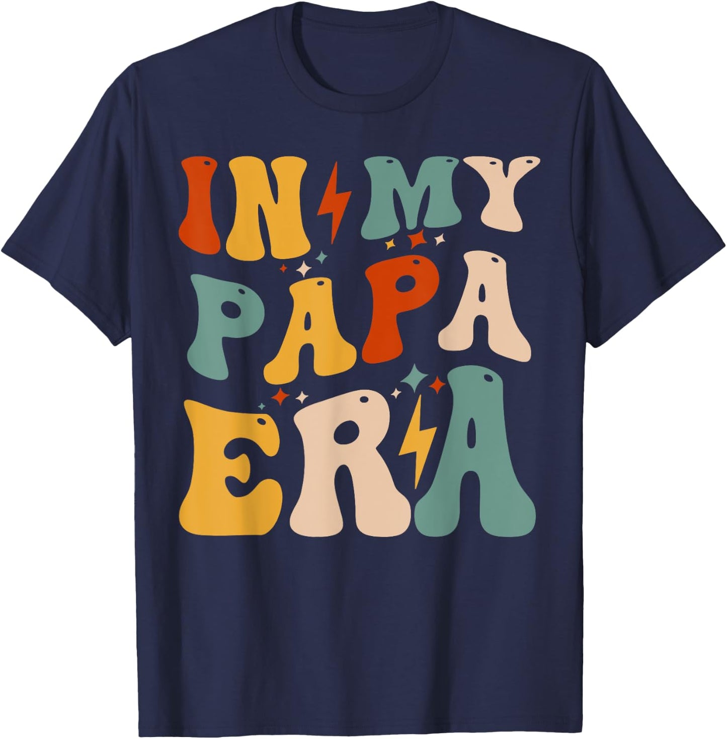 Retro Groovy In My Papa Era Funny Father's Day For T-Shirt - T-Shirt | Navy