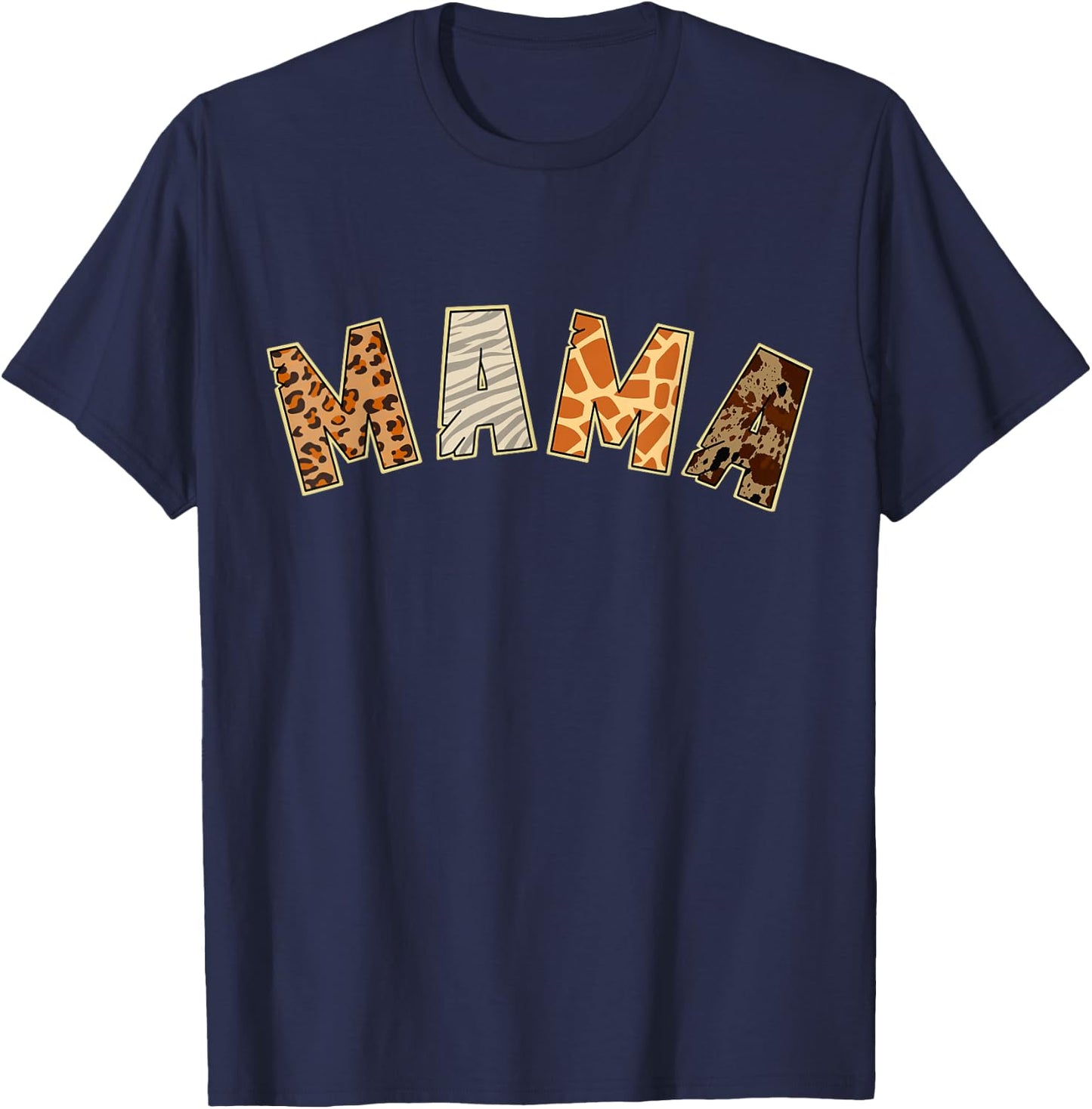 Mama Animal Print Leopard Cheetah T-Shirt - T-Shirt | Navy