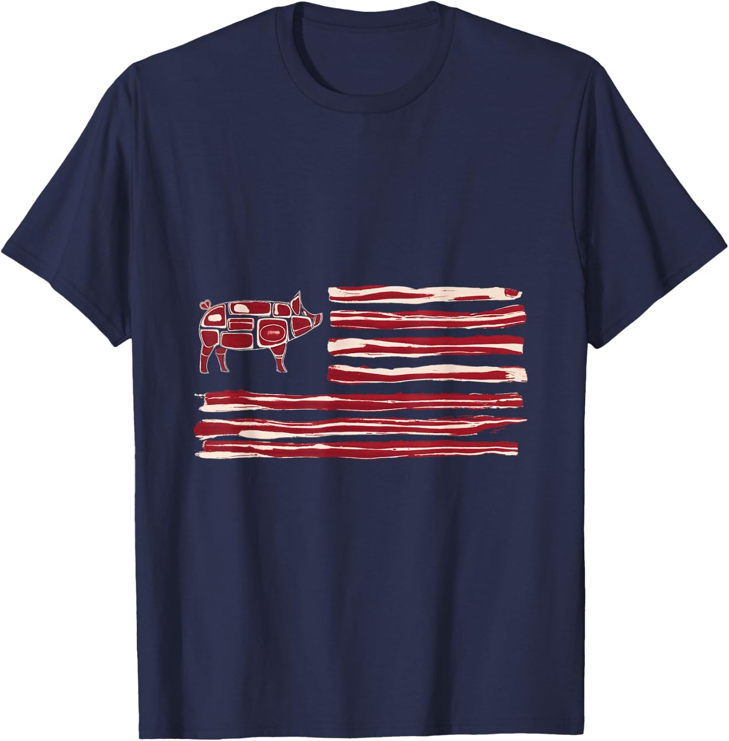 Bacon Flag Pig American Patriot Cooking Grill T-Shirt - T-Shirt | Navy