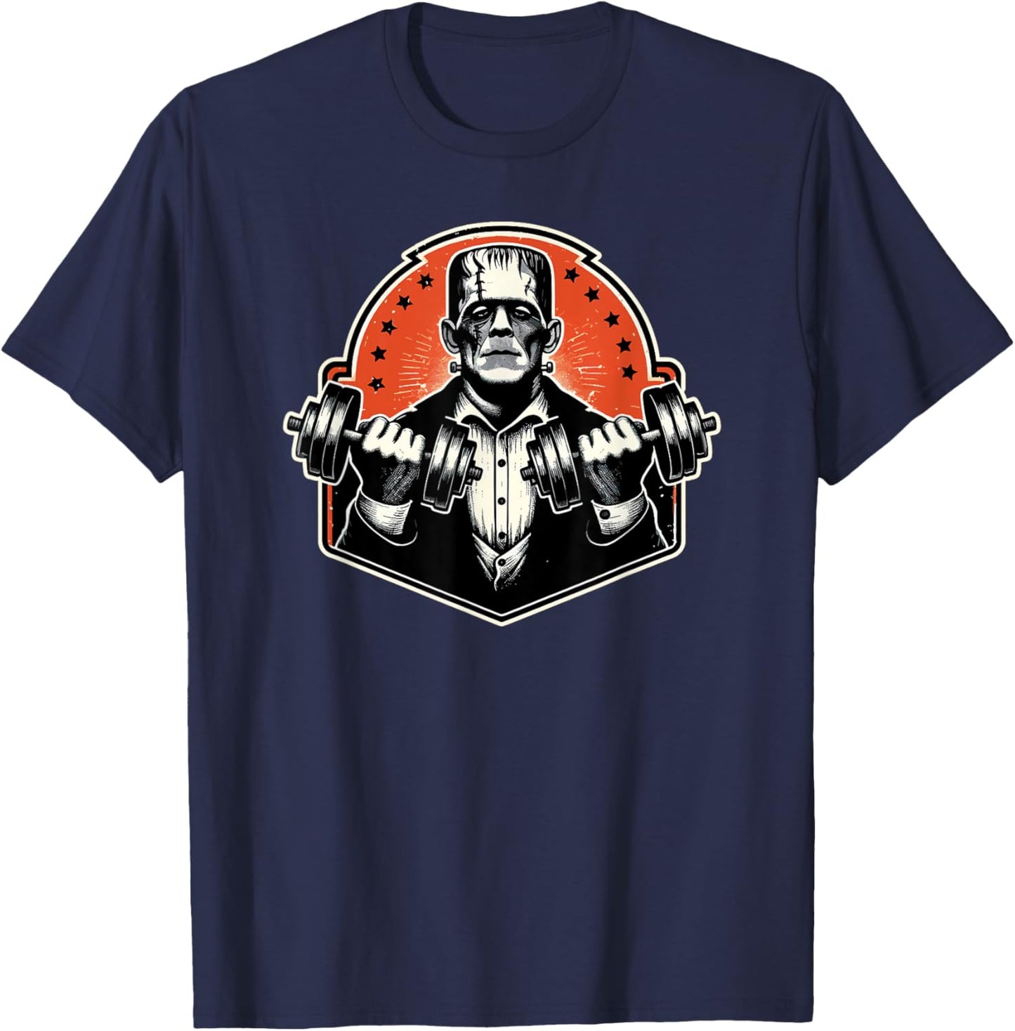 Frankenstein Monster workout dumbbell curl T-Shirt - T-Shirt | Navy