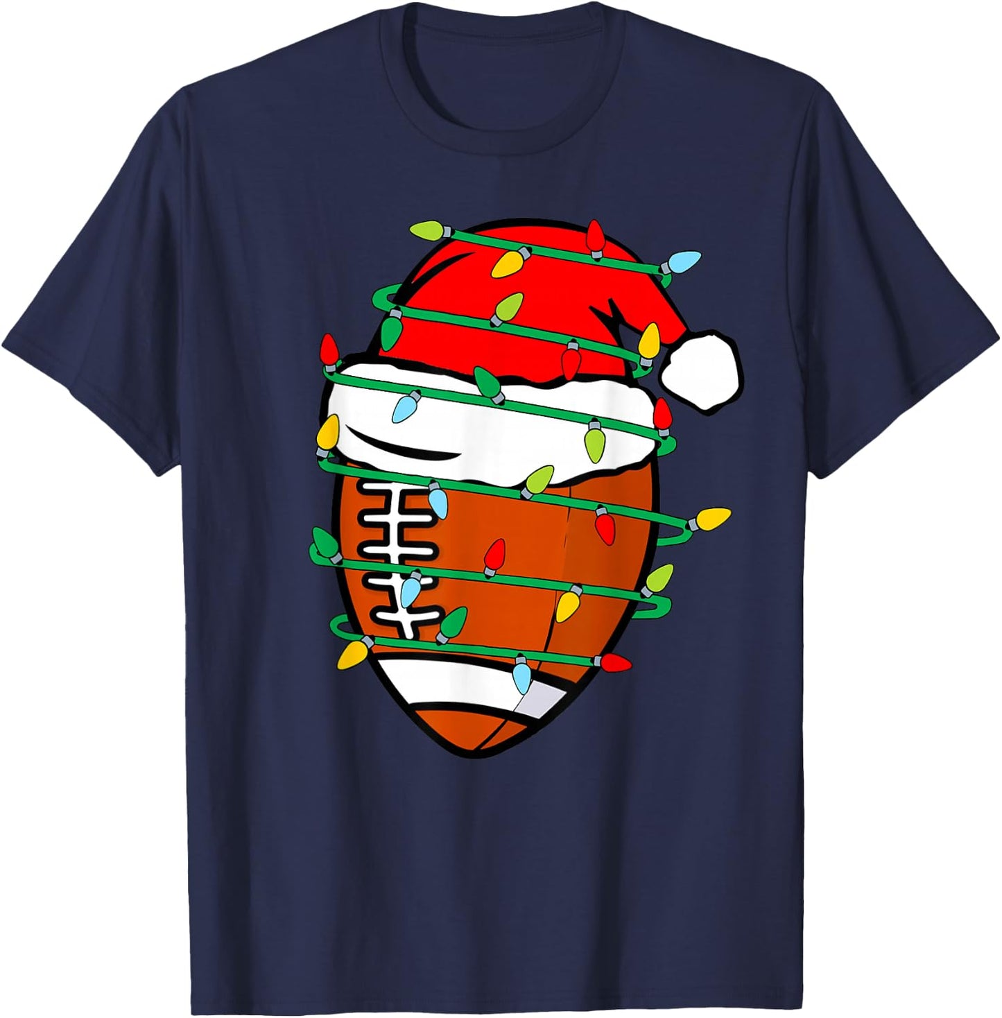Christmas Football Xmas Santa Sports Kids Boys Men Christmas T-Shirt - T-Shirt | Navy