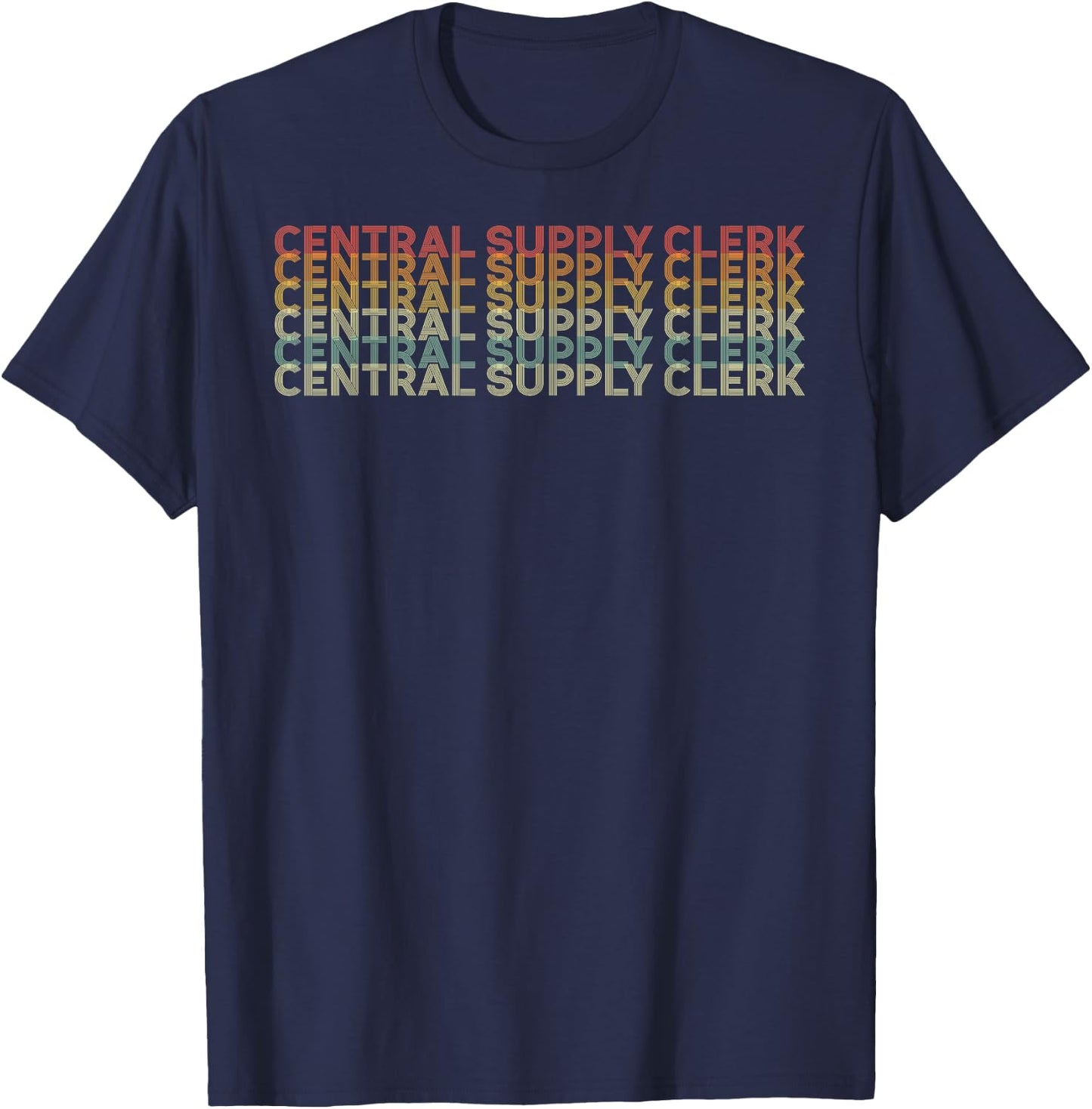 Retro 70s Central Supply Clerk Job Title T-Shirt - T-Shirt | Navy