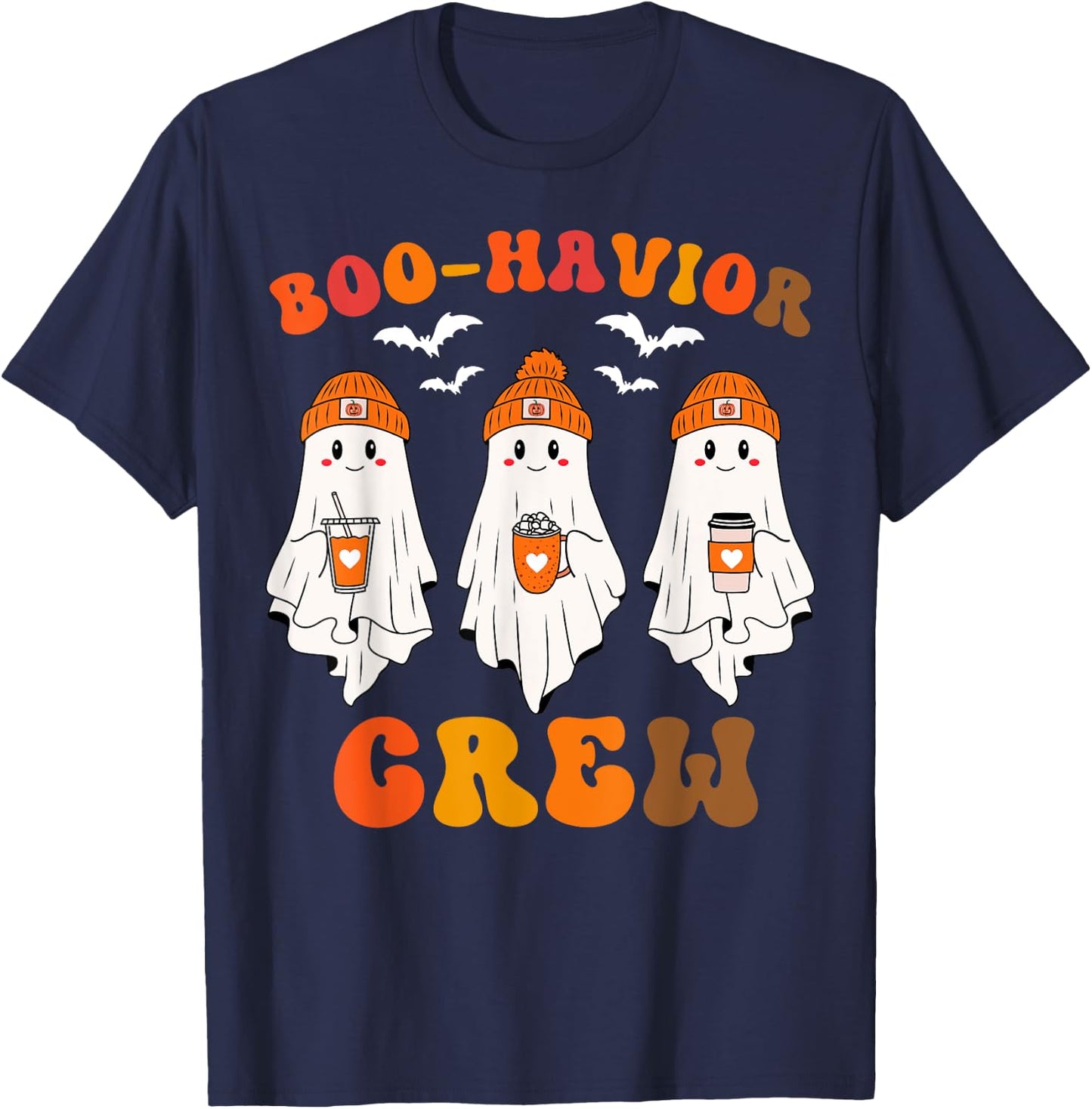 Boo-havior Crew, Behavior Analyst, Halloween ABA Cute Ghost T-Shirt - T-Shirt | Navy