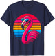 cool Flamingo with Sunglasses 70s 80s 90s Party Retro T-Shirt - T-Shirt | Navy
