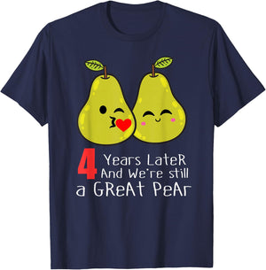 4th Wedding Anniversary Shirt Gifts Funny Couples T-Shirt - T-Shirt | Navy