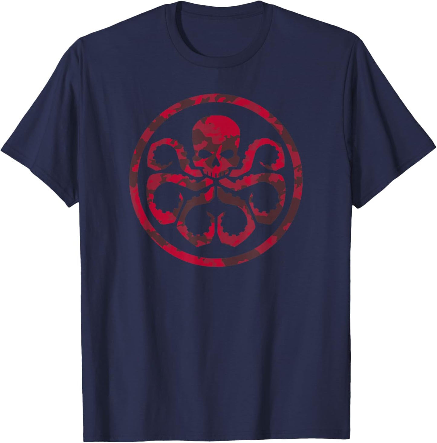 Marvel Hail Hydra Red Camo Distressed Comic Villain Icon T-Shirt - T-Shirt | Navy