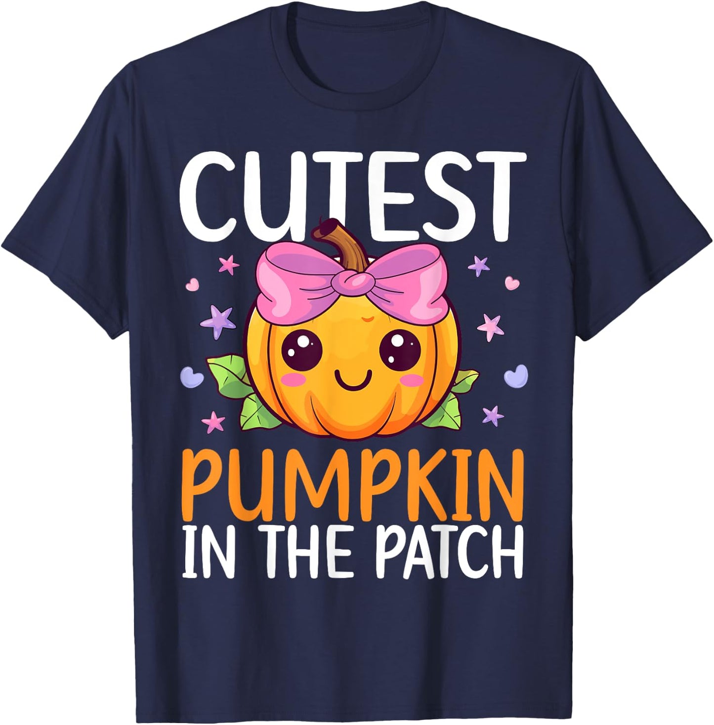 Cutest Pumpkin In The Patch Halloween Costume Toddlers Girls T-Shirt - T-Shirt | Navy