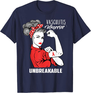 Vasculitis Warrior Unbreakable Shirt Vasculitis Awareness T-Shirt - T-Shirt | Navy