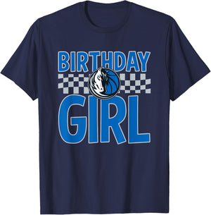 NBA Dallas Mavericks Birthday Girl Checkered Logo T-Shirt - T-Shirt | Navy