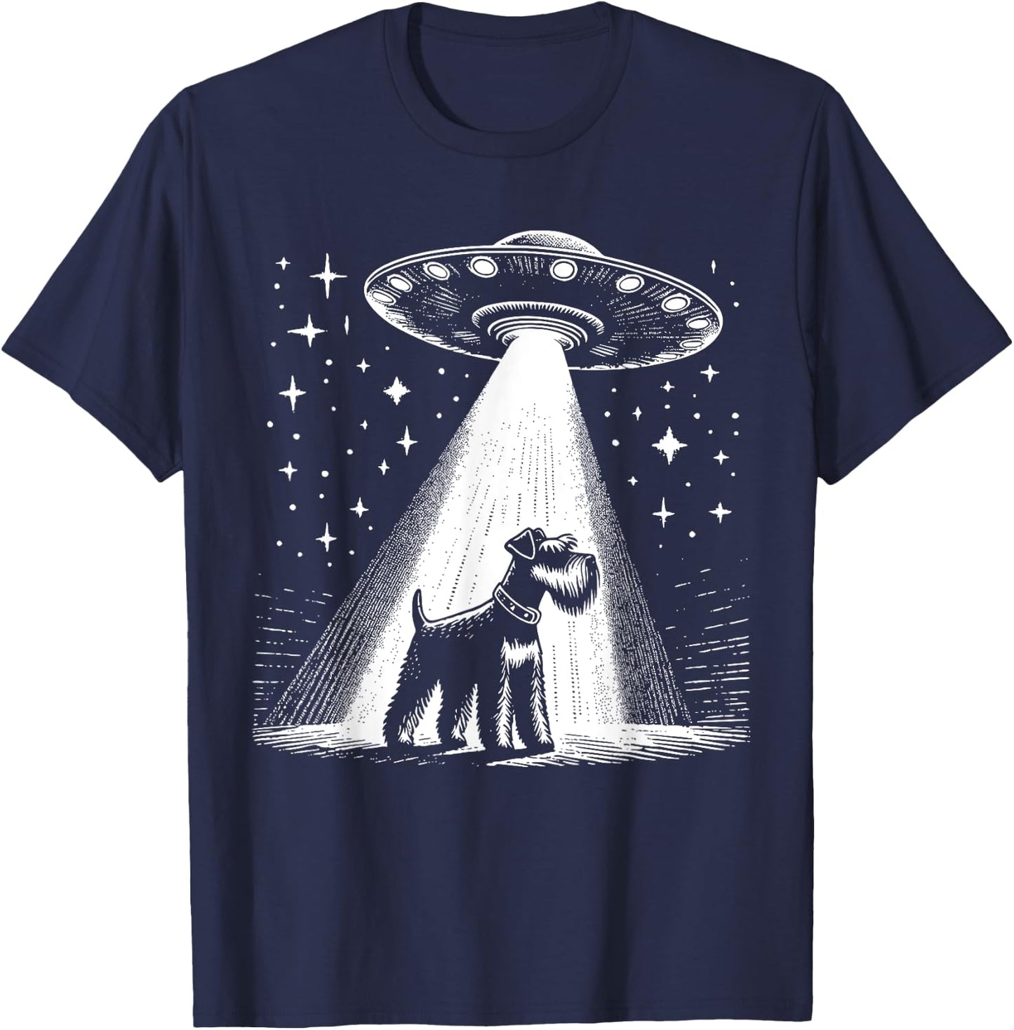 Schnauzer Mom Dad Dog - Funny Alien UFO Women T-Shirt - T-Shirt | Navy