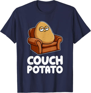 Potato Lazy Tired Vegetable Food Humor Funny Pun Dad Mom T-Shirt - T-Shirt | Navy