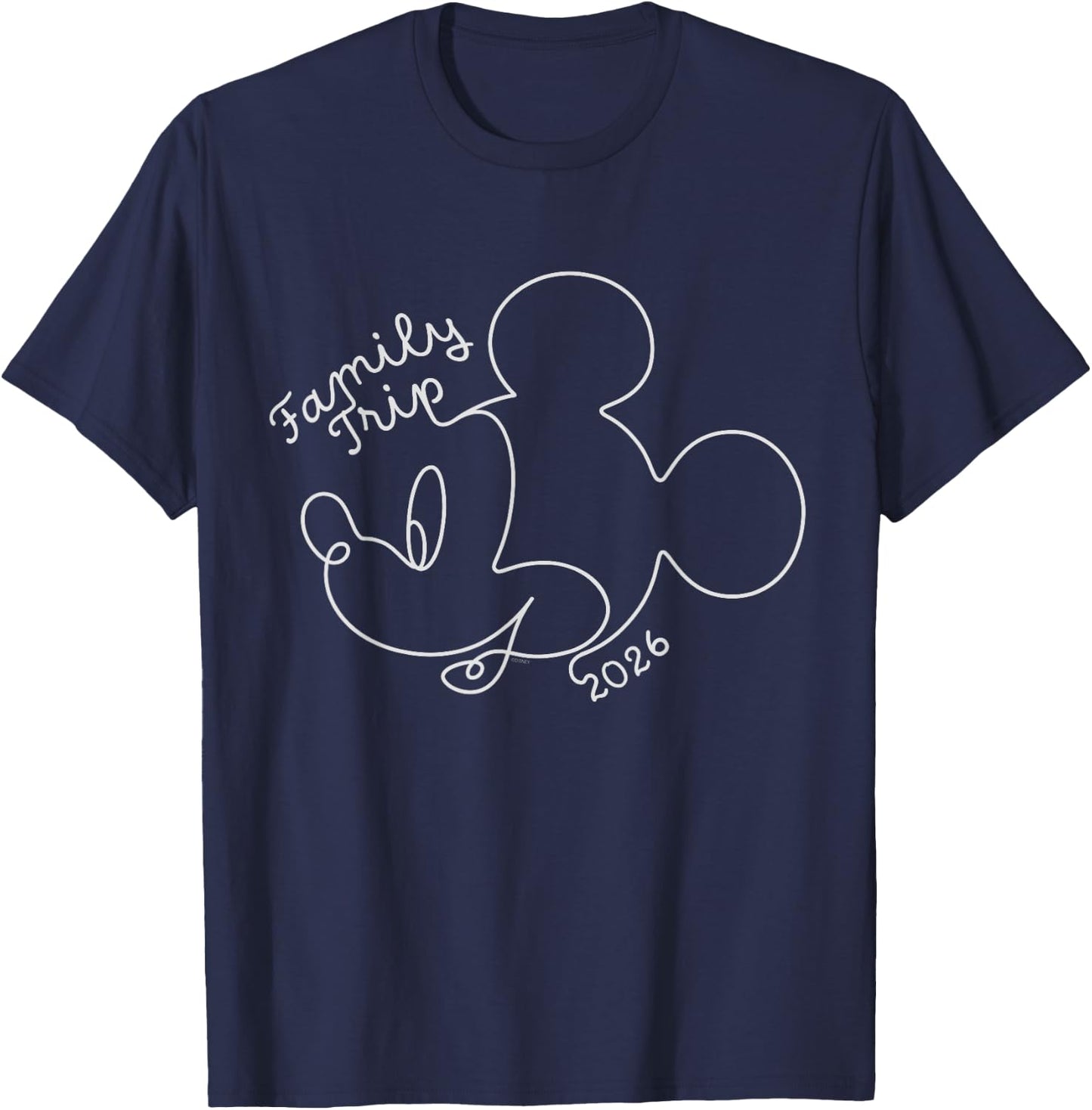 Disney Mickey Mouse Line Drawing Family Trip Vacation 2024 T-Shirt - T-Shirt | Navy