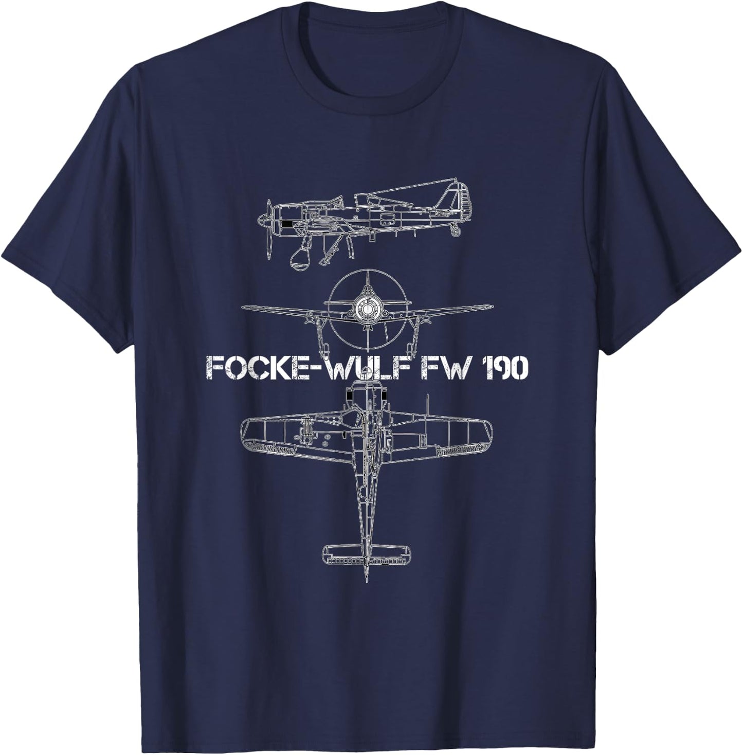 Focke-Wulf Fw 190 WW2 Fighter German Airplane T-Shirt - T-Shirt | Navy