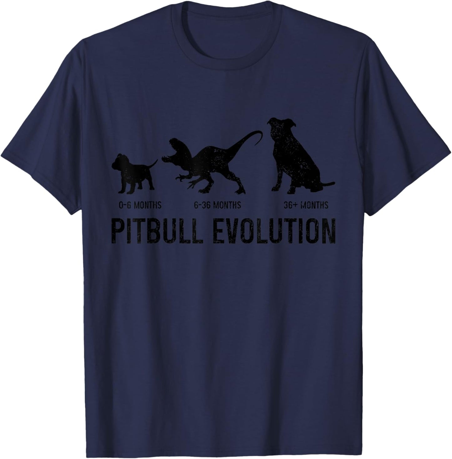 Pitbull Evolution Funny Dog Lover Puppy Pitbull Mom Dad T-Shirt - T-Shirt | Navy