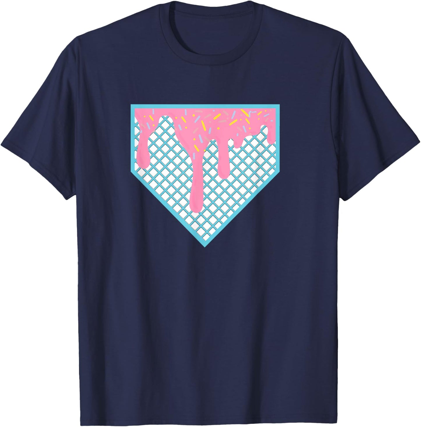 Funny Home Plate Drip - Ice Cream Softball & Baseball Men Women Girls Kids T-Shirt - T-Shirt | Navy