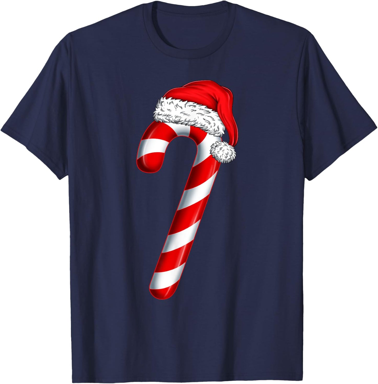 Christmas Crew Candy Cane Santa Hat Kids Girls Boys Women T-Shirt - T-Shirt | Navy
