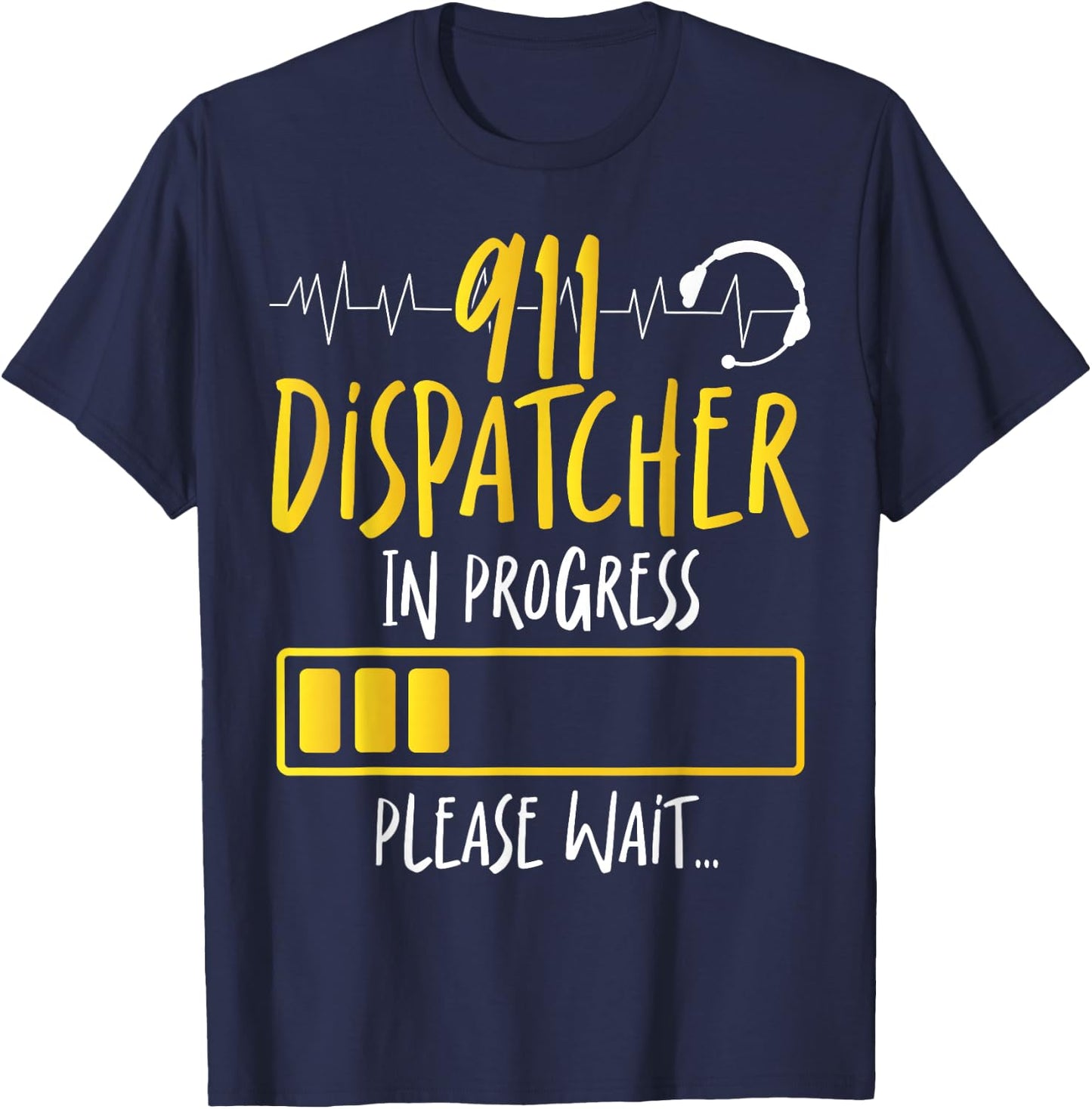 911 Dispatcher Thin Gold Yellow Line 911 Dispatcher In T-Shirt - T-Shirt | Navy
