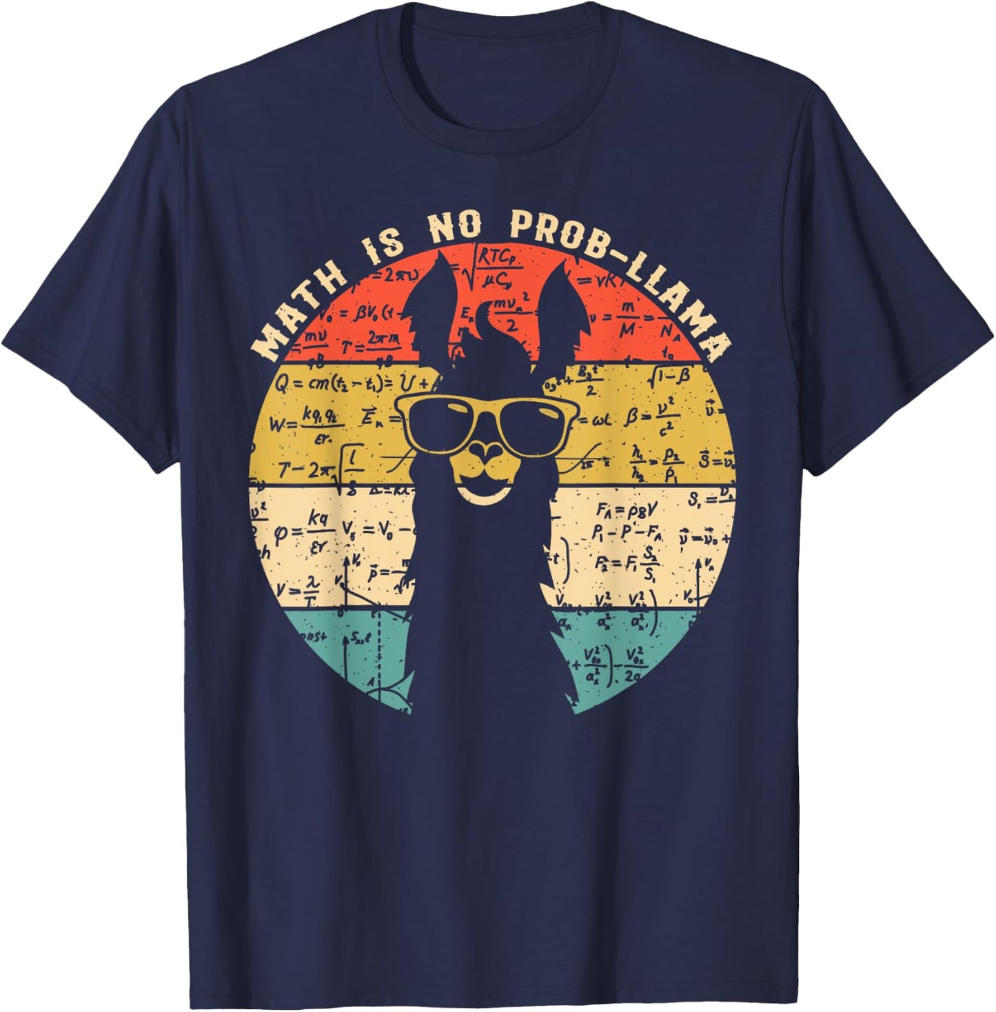 Math is No Prob-Llama - Math Llama Teacher T-Shirt - T-Shirt | Navy