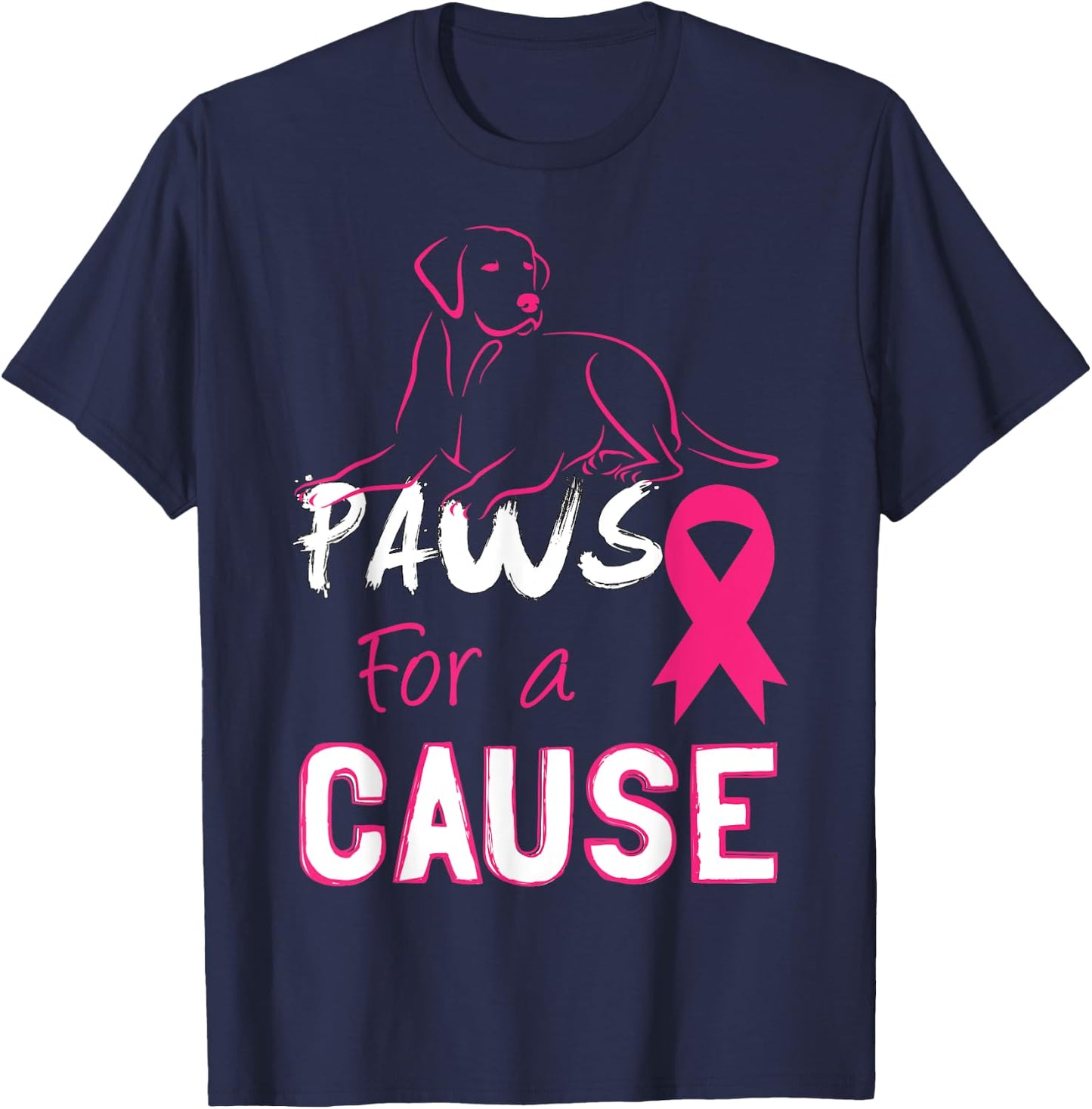 Paws For A Cause Breast Cancer Support Men Women Kid T-Shirt - T-Shirt | Navy