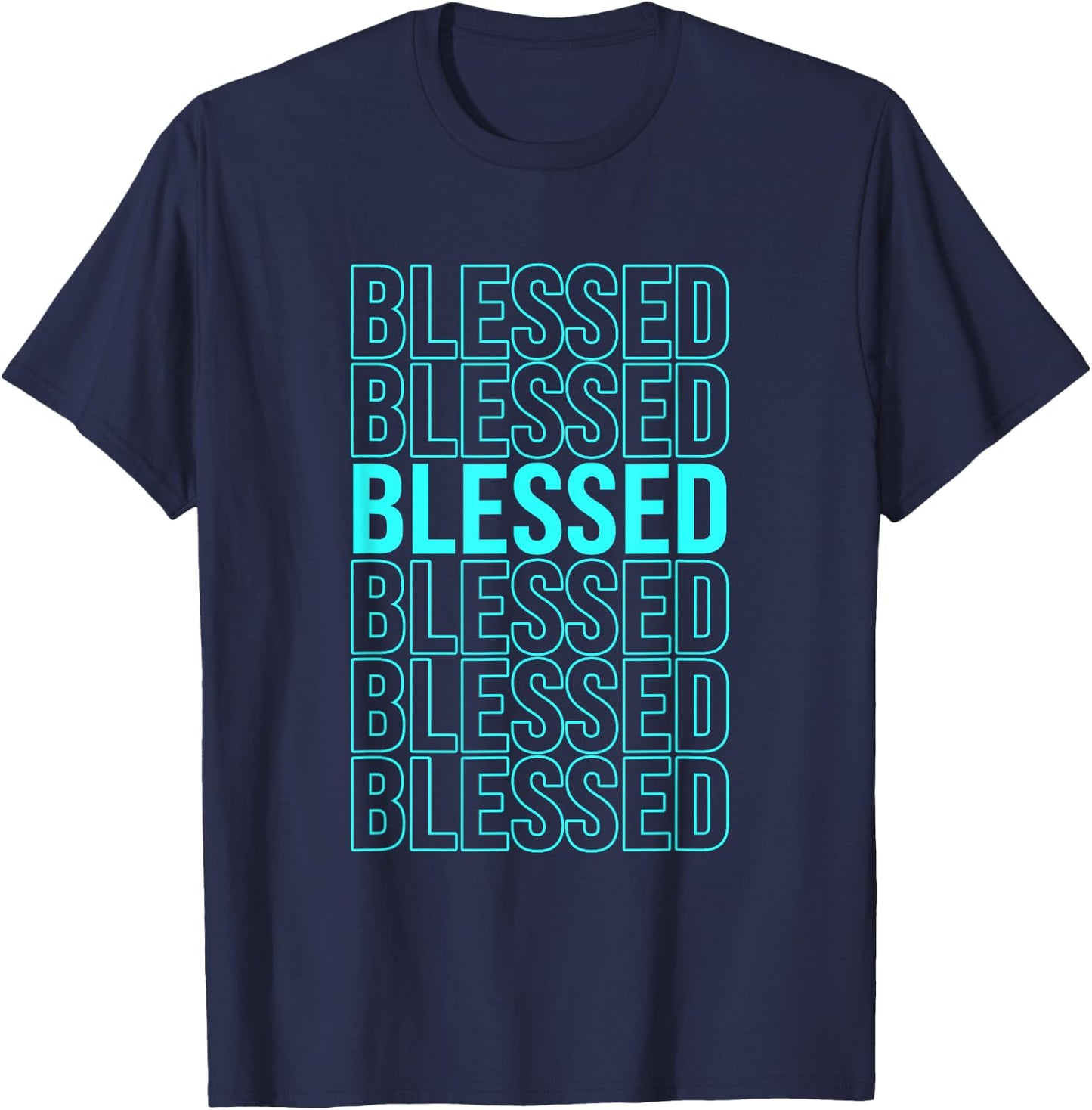 Turquoise Blessed Turquoise Color Graphic T-Shirt - T-Shirt | Navy