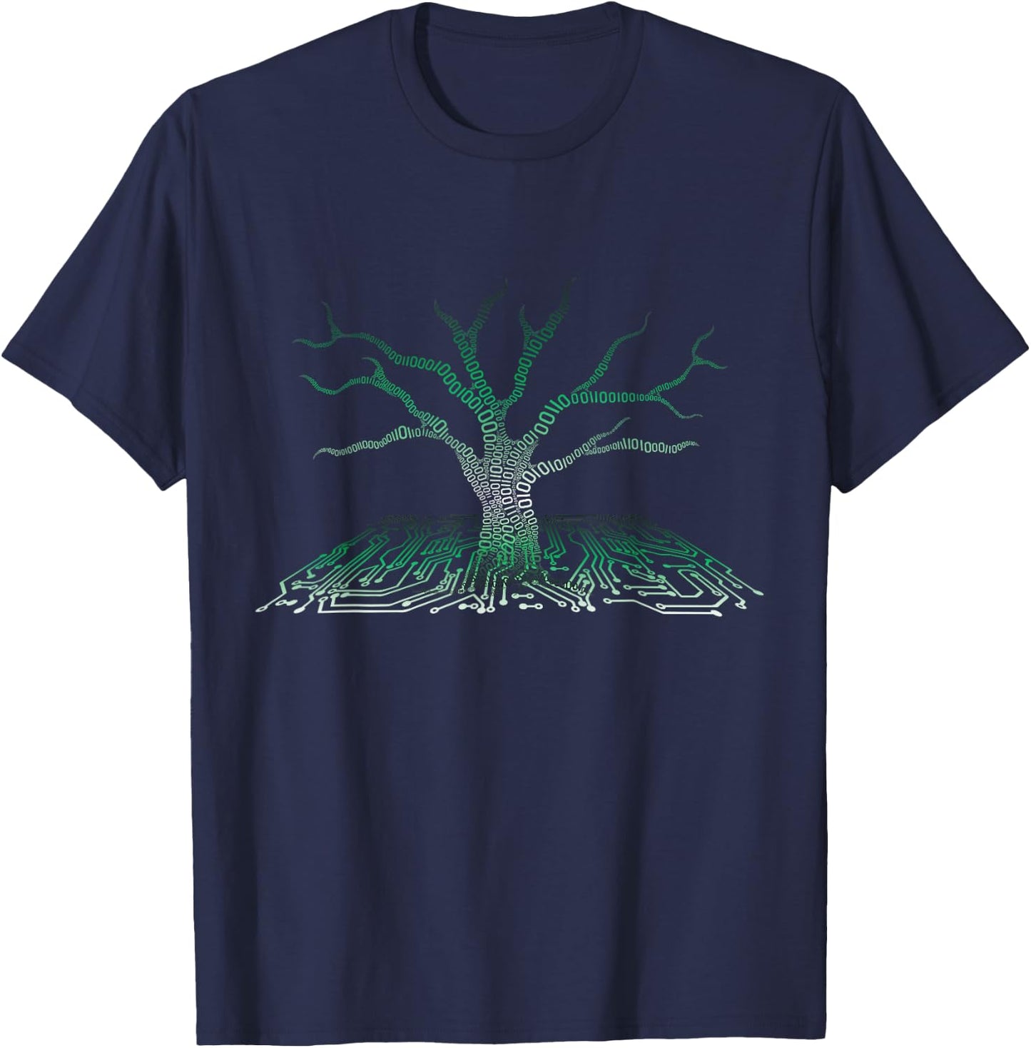 Programmer Gift - Binary Tree Computer Circuit Board T-Shirt - T-Shirt | Navy