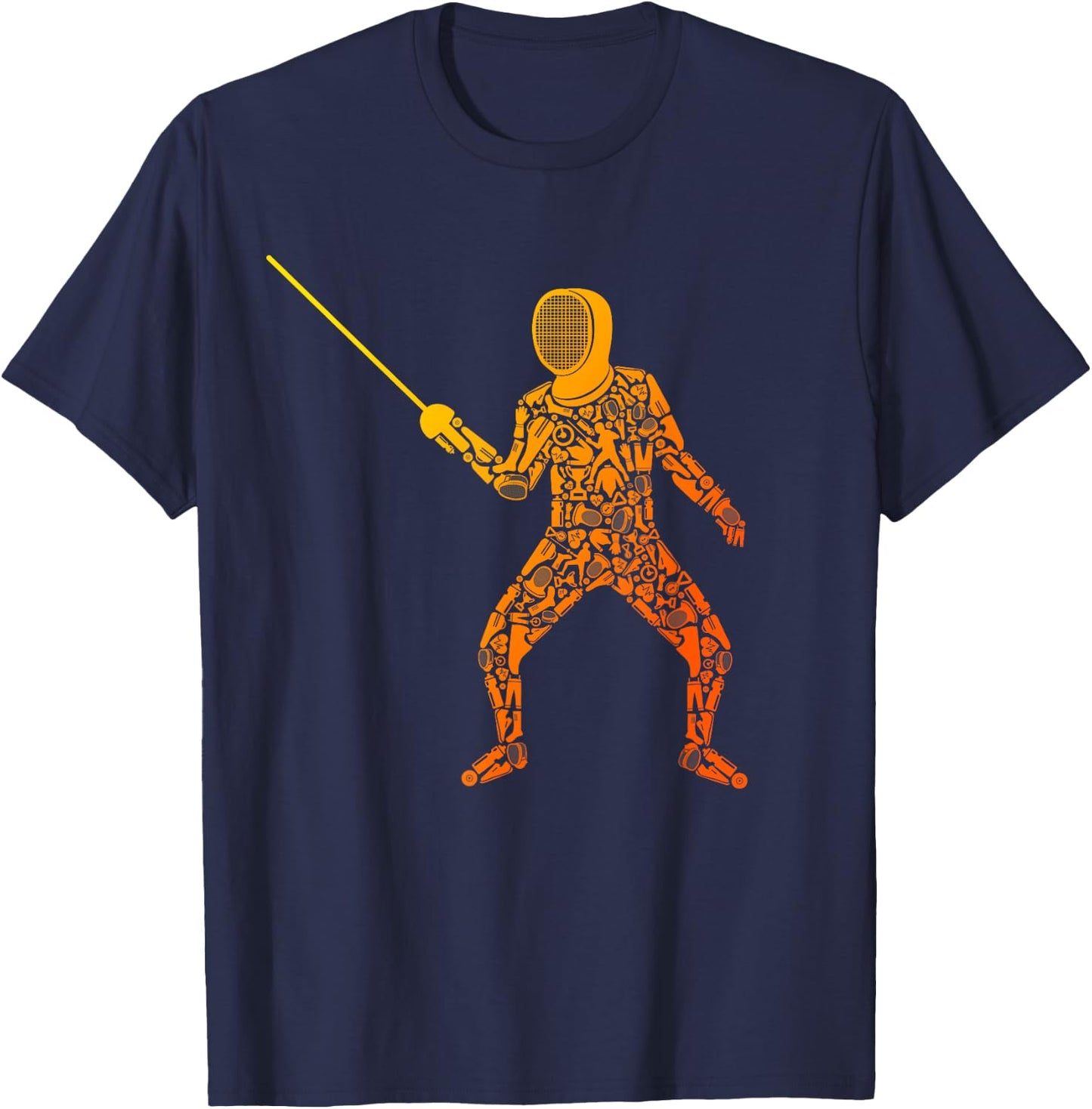 Fencing Sports Symbols Swords Epee Fencer T-Shirt - T-Shirt | Navy